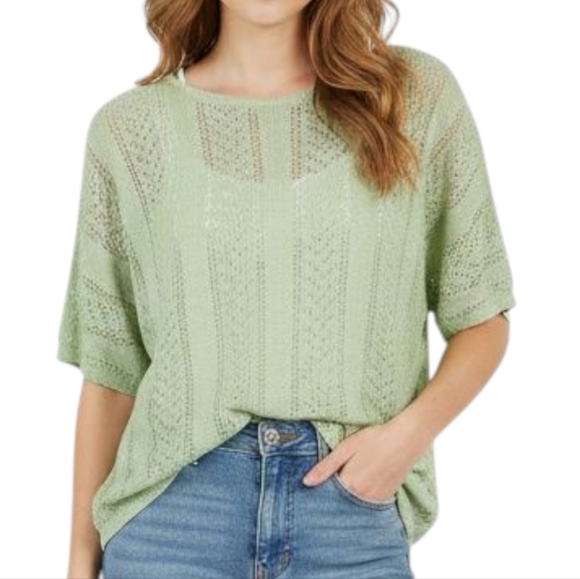 Laura Ashley Short Sleeve Lace Jumper Vintage 1997 Green Twee Prairie Women's XL - Picture 1 of 10